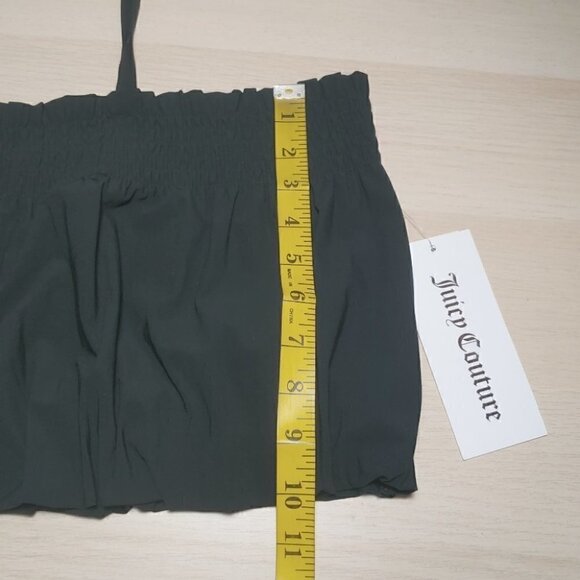 NWT JUICY COUTURE Black smocked puffed halter crop top - Picture 9 of 13